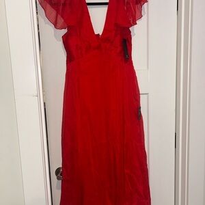 Lulu's Vibrant Red Backless Dress